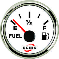 Датчик уровня топлива ECMS 801-00004 стрелочный, белый. Купить прибор уровня топлива для лодки, авто, трактора