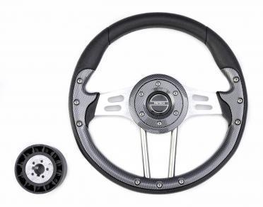 Кермо Pretech 330 мм спиці срібло карбон для човна, фото 1