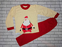Детская утепленная новогодняя пижама "Дед Мроз". Пижамка с начесом для детей 64(32) желтый