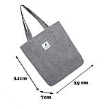 Сумка для покупок/шопер/тоут через плече 7 л вельветова VelvetBag сіра (LB-66121), фото 3