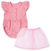 Боди с юбкой детский хлопковый для девочки GABBI BD-19-19-2 Ажурный Розовый на рост 62 (11549)