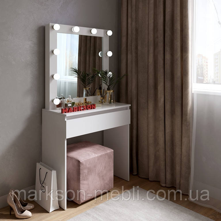 Туалетний столик із дзеркалом і підсвіткою у білому кольорі MS612