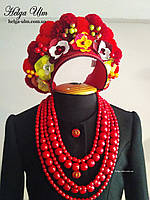 Вінок з помпонами червоно-чорний, прокат у Львові