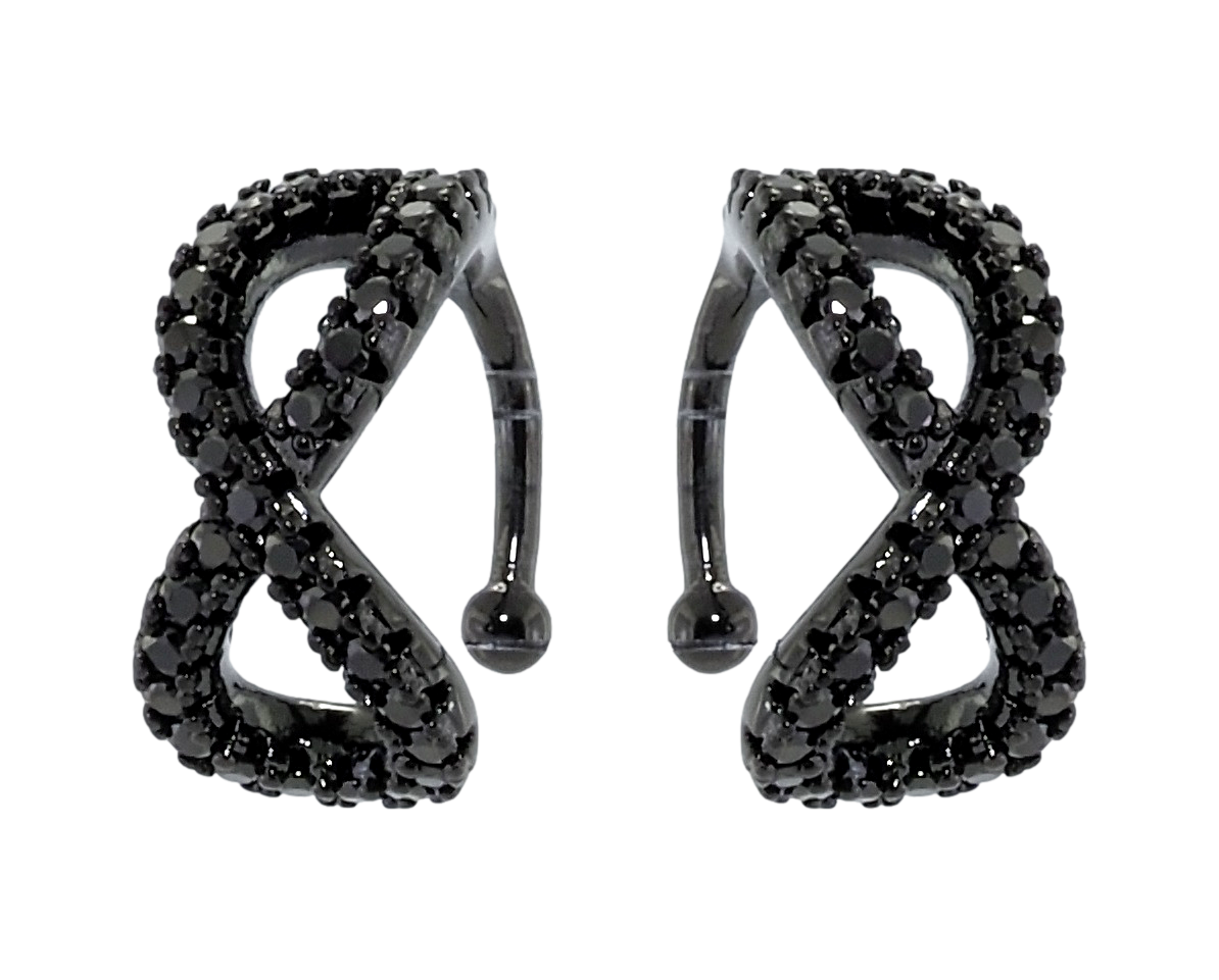Сережки Xuping Позолота Black (чорне золото) кафи "Нескінченність чорним цирконієм"