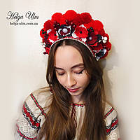 Вінок з помпонами чорно-червоний, прокат по Україні