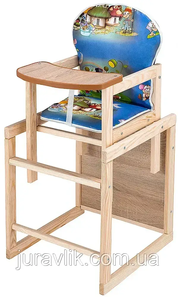 Дитячий стільчик-трансформер для хлопчика Стільчик для годування дерев'яного забарвлення.