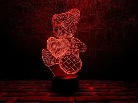 3D Світильник "Ведмедик з серцем", фото 1
