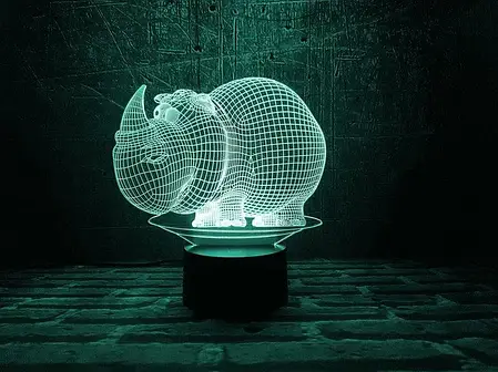 3D Світильник "Носоріг", фото 2