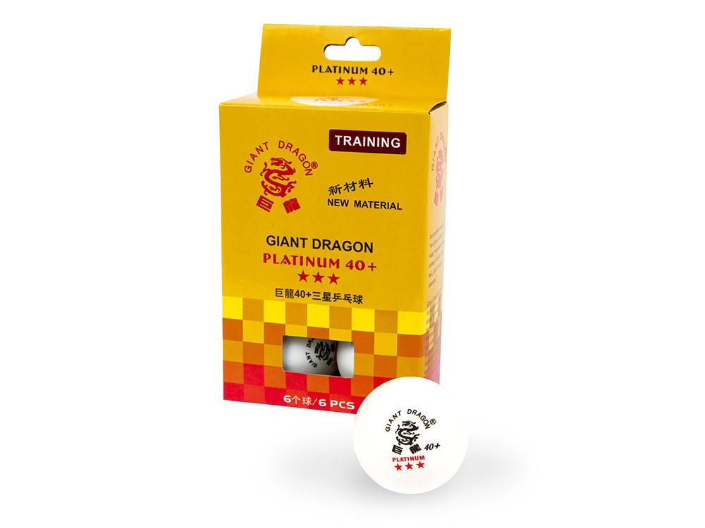 М'ячі для настільного тенісу Giant Dragon Training Platinum 40+ 3зв 6 шт. білі