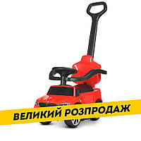 Каталка-толокар 3 в 1 с родительской ручкой (MP3, резиновые колеса) BMW Bambi M 4784L-3 Красный