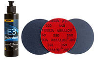 Полірувальний набір для скла Mirka Polarshine E3 250 мл + Abralon P360, P600, P1000 Ø125 мм