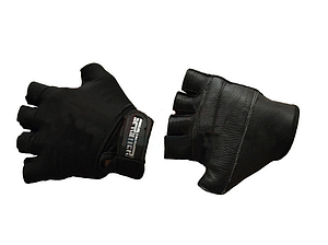 Рукавички без пальців Sprinter еластик + шкіра XL Чорні