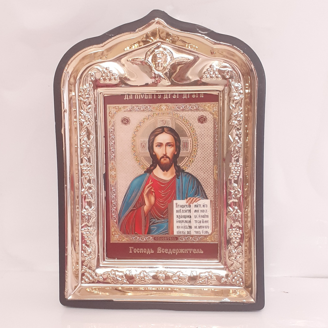 Ікона Господа Вседержителя, лик 6х9, у пластиковій чорній рамці, фото 1