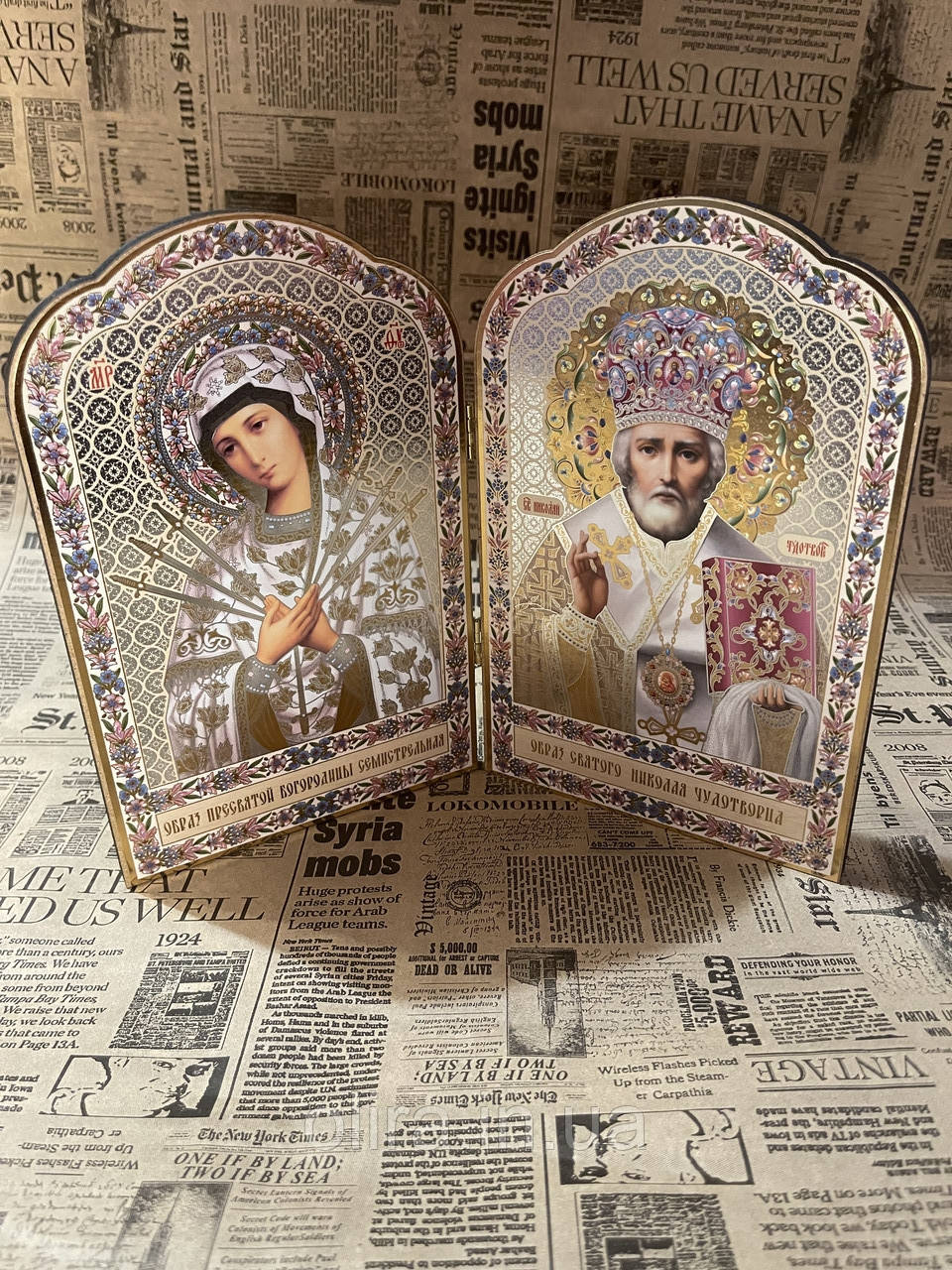Парна ікона подвійна образ Пресвятої Богородиці та Святого Миколая