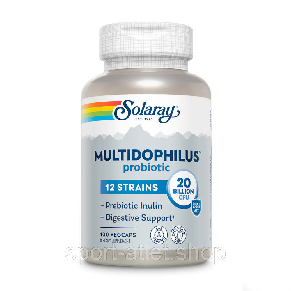 Пробіотики і пребіотики Solaray Multidophilus 12 20 Billion CFU, 100 вегакапсул, фото 1