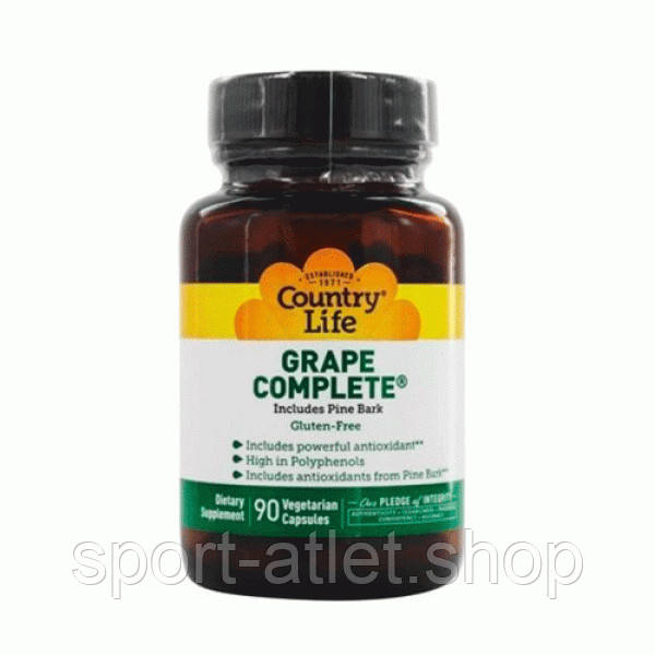 Натуральна добавка Country Life Grape Complete, 90 вегакапсул, фото 1
