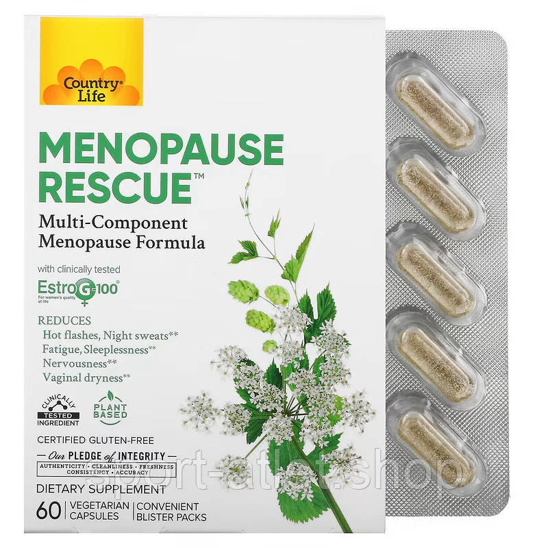 Натуральна добавка Country Life Menopause Rescue, 60 вегакапсул, фото 1