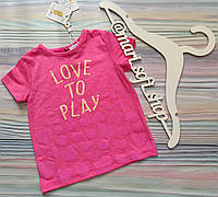 Детская розовая футболка с сердечками Fagottino р. 18-24 мес