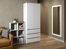 Шафа для одягу на 2 двері та 3 висувні ящики в білому кольорі MS207
