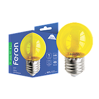 Светодиодная лампа Feron LB-37 1W E27 (жёлтая) прозрачная