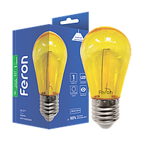 Светодиодная лампа Feron LB-371 1W E27 (жёлтая) прозрачная