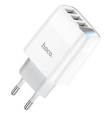 Зарядний пристрій (зарядка) для телефону Hoco C93A 3 х USB 3.4 A + кабель Lightning Білий (C93A), фото 3
