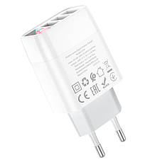 Зарядний пристрій (зарядка) для телефону Hoco C93A 3 х USB 3.4 A + кабель Lightning Білий (C93A), фото 5