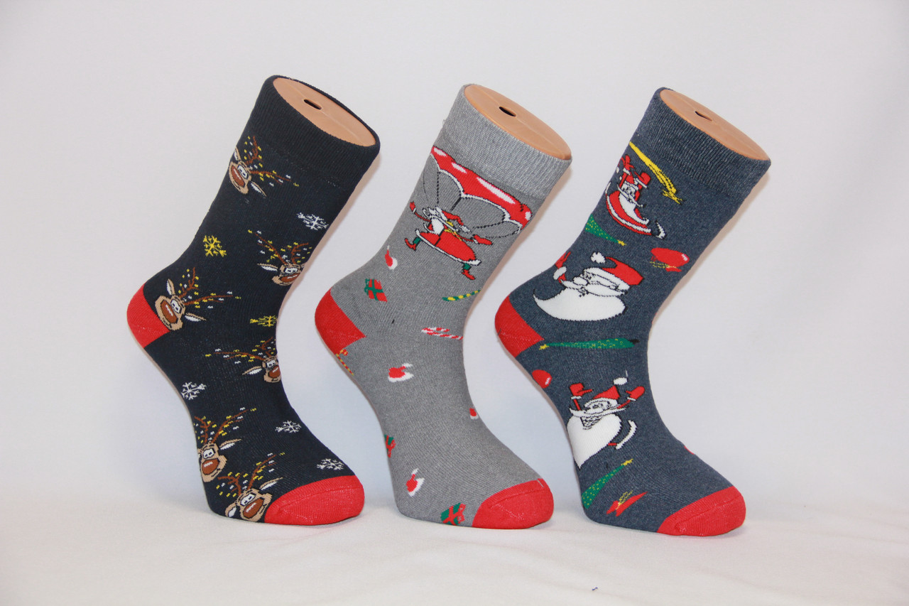 Чоловічі шкарпетки махрові новорічні Стиль Люкс НЛ розгорнуті 27-29 м-3 парашут