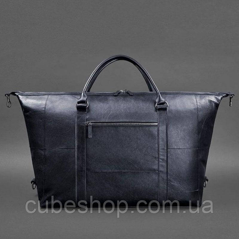 Шкіряна дорожня сумка темно-синя