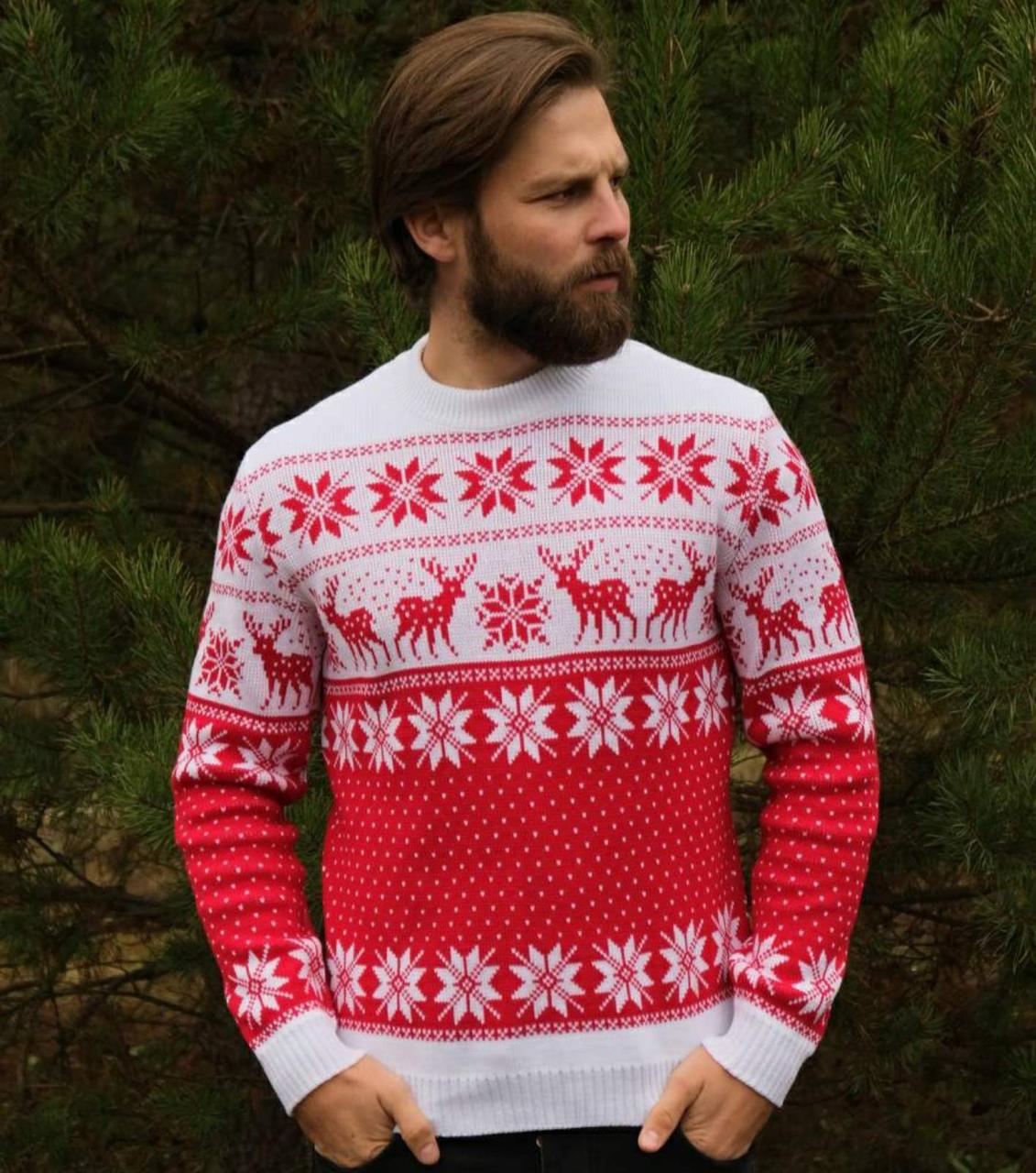 Чоловічий в'язаний різдвяний светр Джемпер "Зірки"