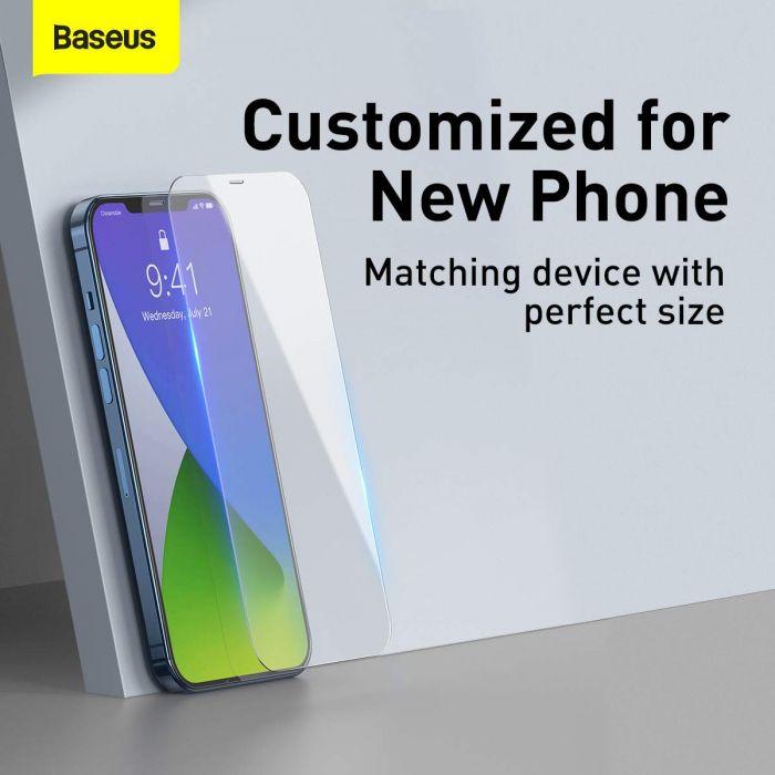 Защитное стекло Baseus для iPhone 12/12 Pro 0.3 мм 2шт цельностеклянное закаленное Прозрачный SGAPIPH61P-LS02 - фото 5 - id-p1688368726