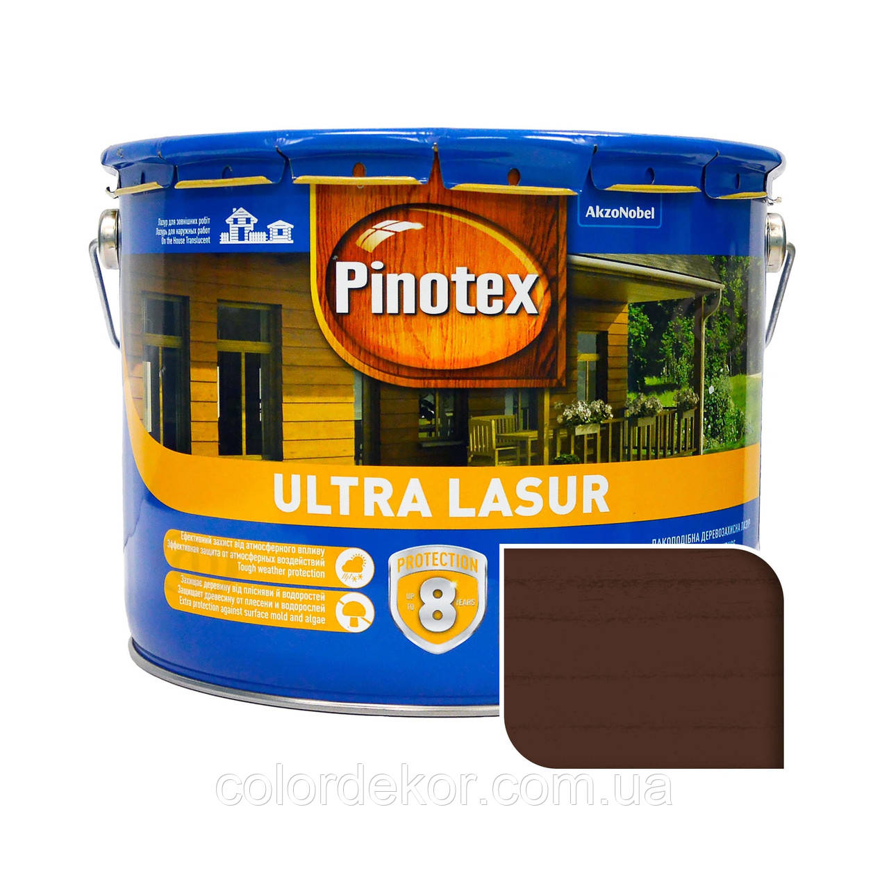 Просочення для дерева з лаком PINOTEX ULTRA (Пинотекс Ультра лазурь) Горіхове дерево 10л