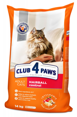 Сухий корм для котів з ефектом виведення шерсті, 14 кг. Club 4 Paws