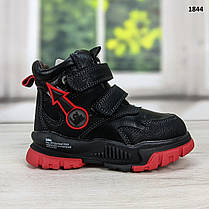 Черевики зимові для хлопчика чорні з червоним Bessky, фото 2