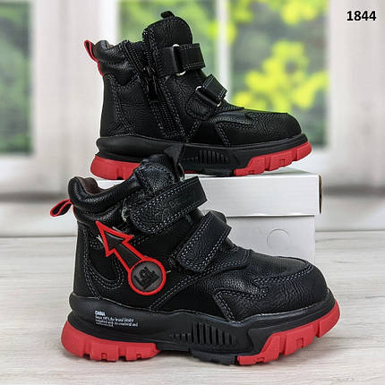 Черевики зимові для хлопчика чорні з червоним Bessky, фото 1