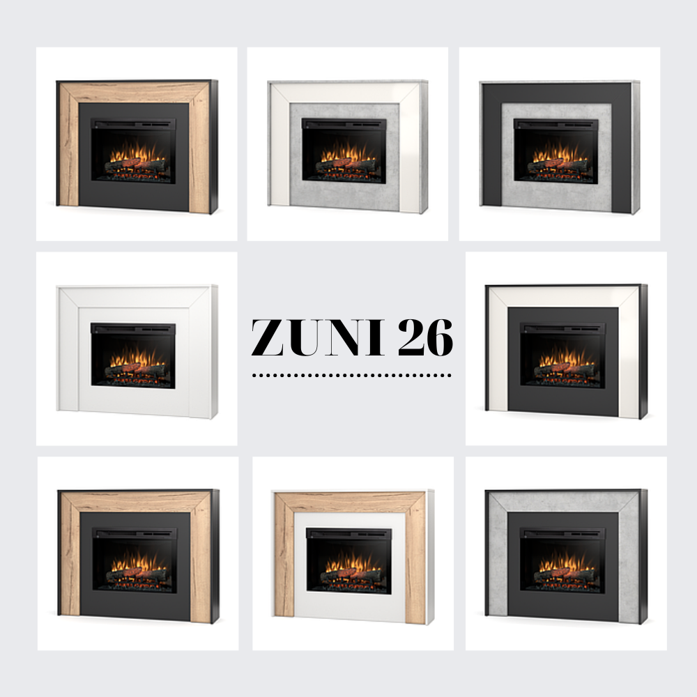 Електрокамін Zuni з 26-дюймовою вставкою Чорний / Світлий дуб
