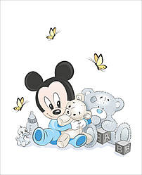 Панелька із сатину для дитячого пледа "Міккі Маус з іграшками" 80*100 см