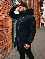 Мужская куртка зимняя Asos Снеговик черная | Парка длинная с капюшоном теплая | Пальто зима