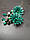 Розкішні смарагдові сережки з хризантемами та натуральними каменями, фото 3