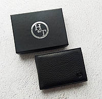 АКЦИЯ! Кожаный мужской зажим для купюр HT черный c магнитной застежкой и монетницей, зажим для банкнот