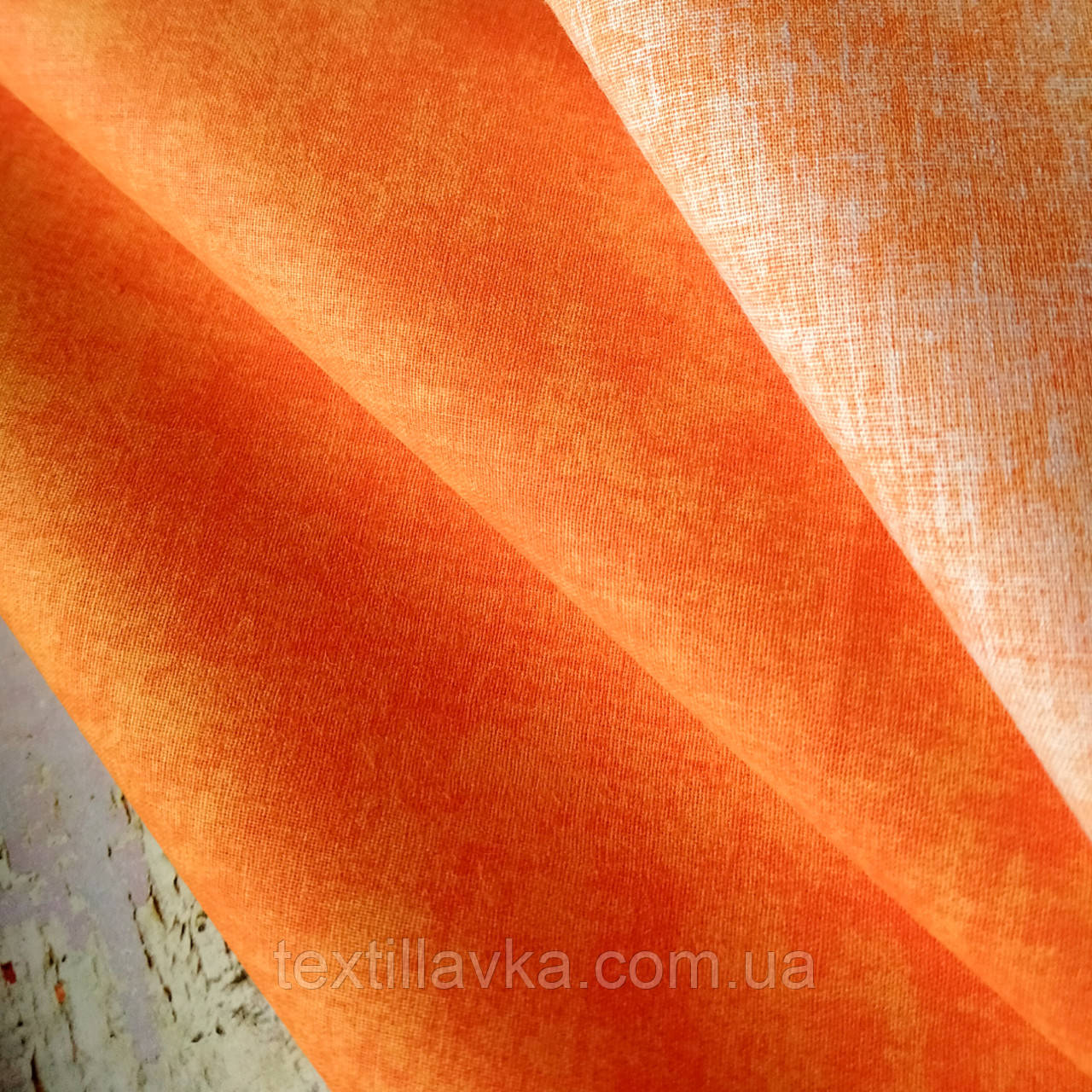 Тканина бавовна для рукоділля ретро-помаранч з нерівномірним фарбуванням