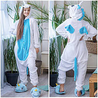 Детская пижама кигуруми единорог бело-голубой (р.130-140 см) krd0043