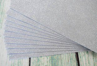 Фоаміран з глітером (блискучий)лист 1мм (24х24см), колір - срібло