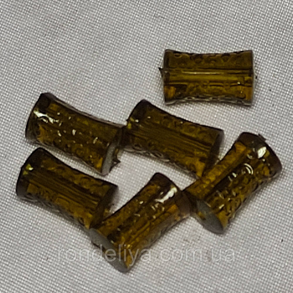 Намистини акрил прозорий "Тубус" 16х10 мм Оливковий 50 г ~ 70 шт, фото 1