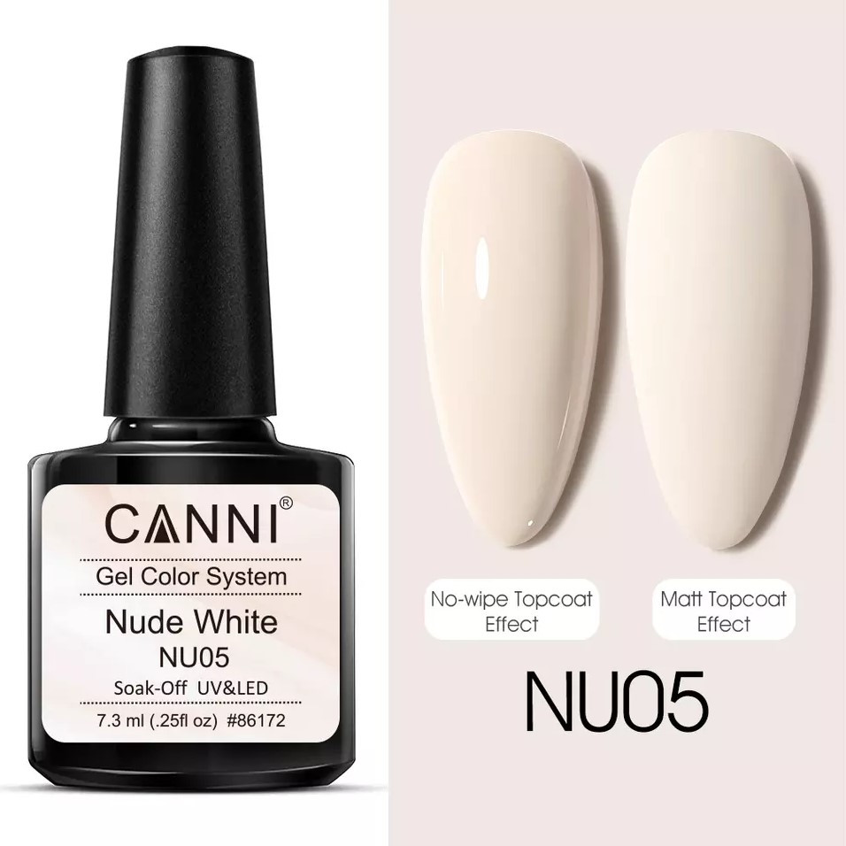 Гель-лак Canni Nude White NU05, 7.3 мл, бежевий теплий