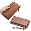 Стильний чоловічий гаманець з екошкіри (21х11х5 см) Zipper Long Коричневий / Чоловічий клатч портмоне, фото 6
