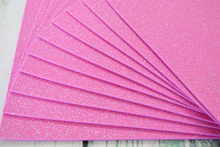 Фоаміран з глітером АВ перлиновий лист 2мм (24х24см), колір - барбі