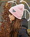Стильна зимова шапка з відворотом для дівчинки оптом- Артикул 2974, фото 3