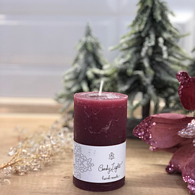 Темно-червона парафінова свічка-циліндр 6*10 см горіння 30 годин