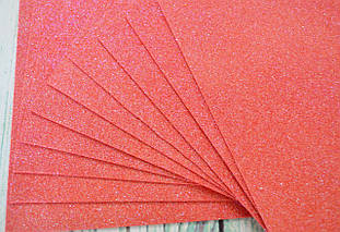 Фоаміран з глітером АВ перлиновий лист 2мм (24х24см), колір - червоний